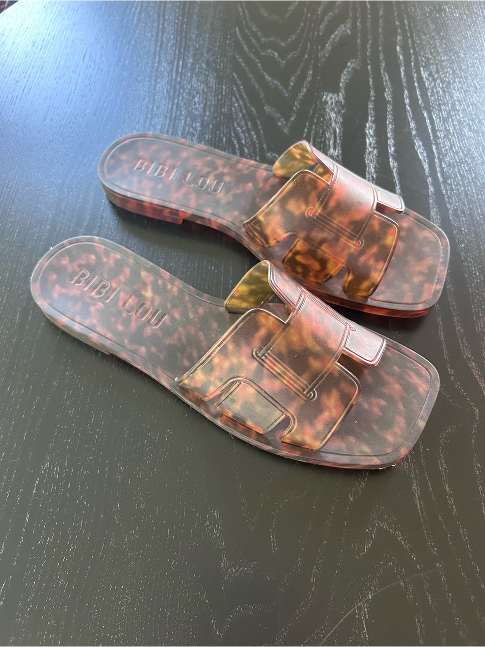 Bibi Lou Tortoiseshell JELLY Slide Sandals in Brown
